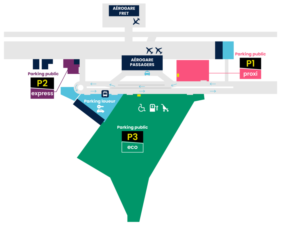 Plan des parkings à l'aéroport