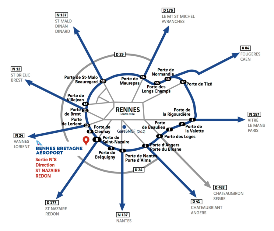 Plan accès aéroport Rennes